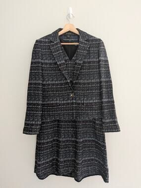 St. John Knit Tweed Jacket & Sheath Dress Set Size 10/12 Wool